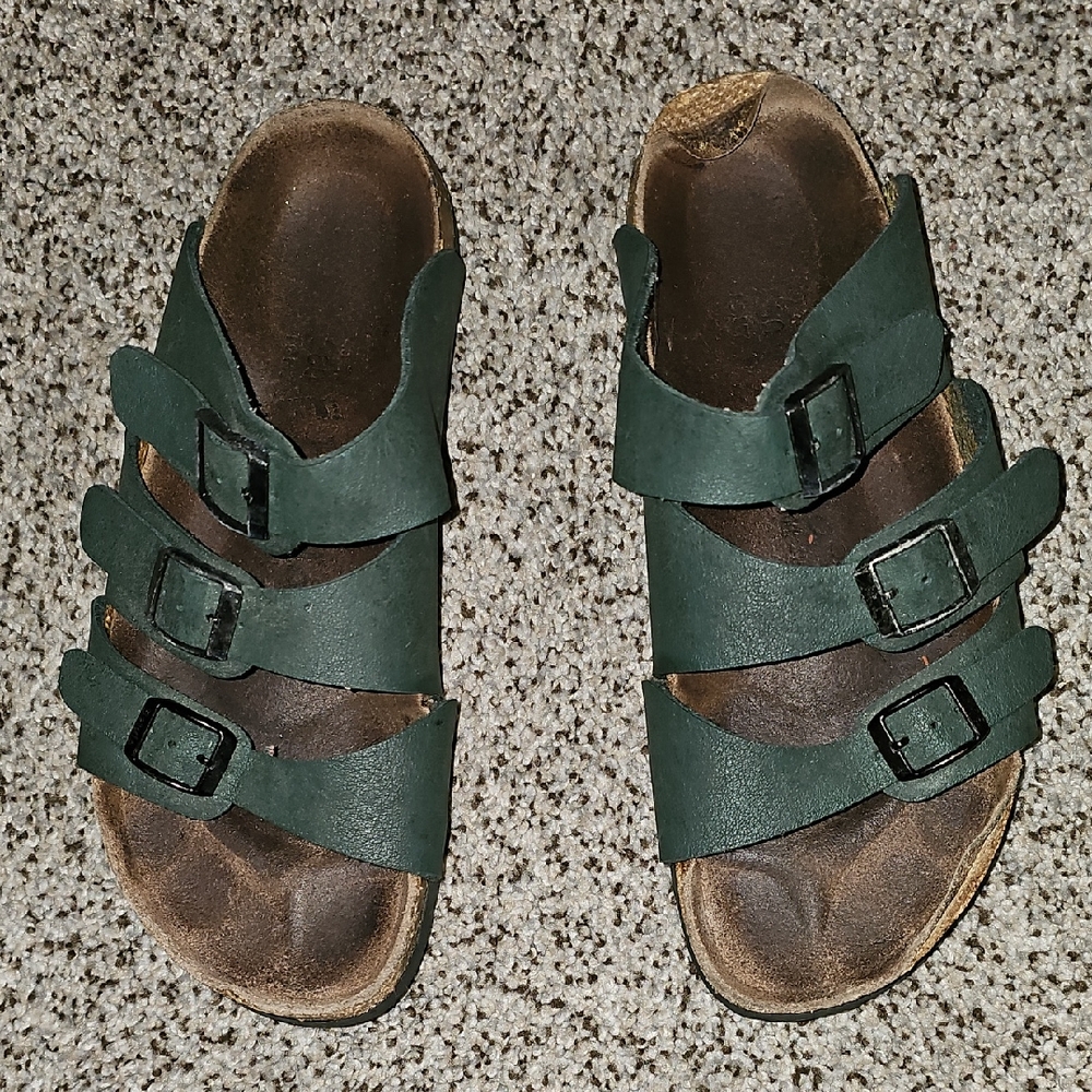 Betula Birkenstock Triple Strap Green Sandals W9 M7